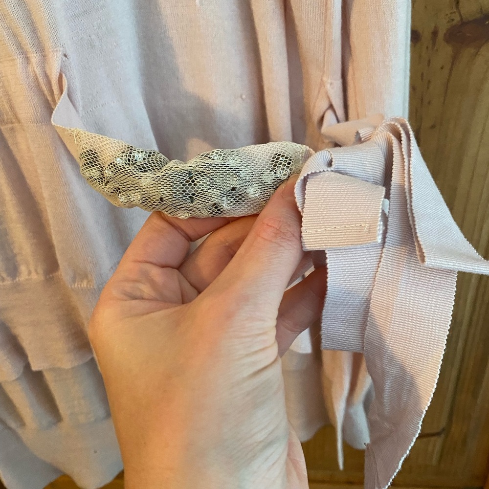 Light blush ladies size m sweater detailing at waist- high/low cut - Picture 2 of 4